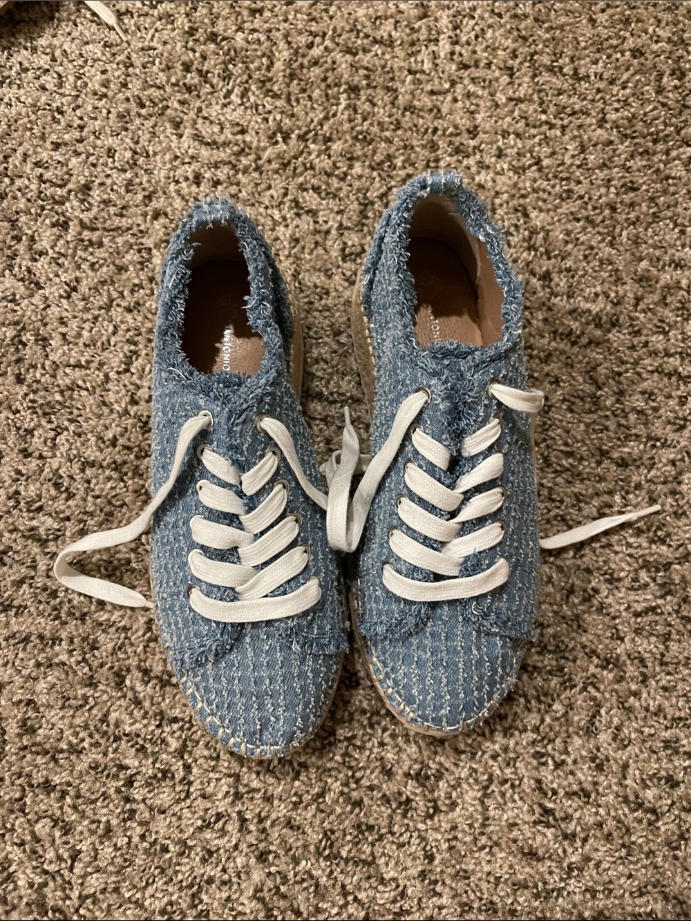 ANTONIO MELANI Light Blue Denim Lace-Up Women's Sneakers